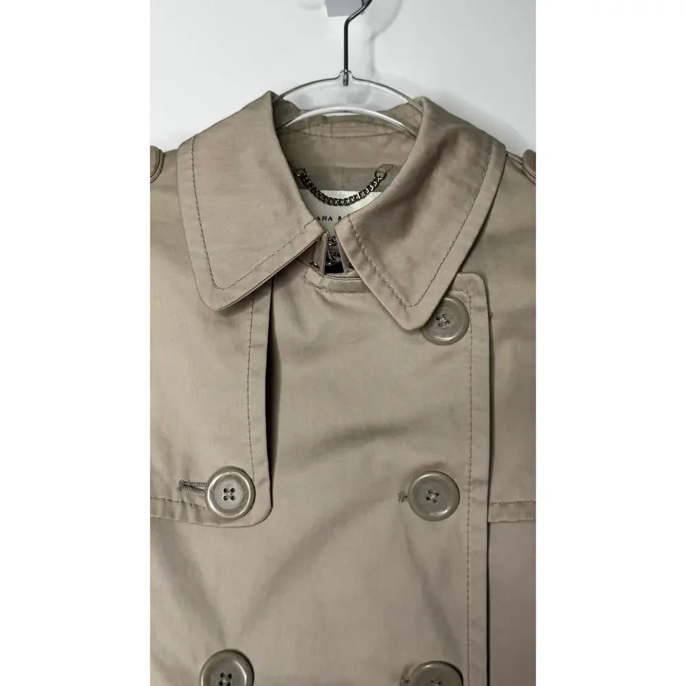 2008 Banana Republic Classic Khaki Cotton Trench Coat Belted Petite XS